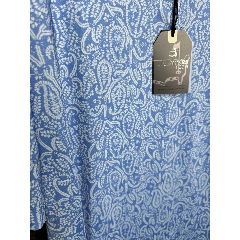 2024 MASTERS TECH Men's Performance Golf Polo Shirt Blue Paisley Shirt XL NWT - Picture 6 of 12